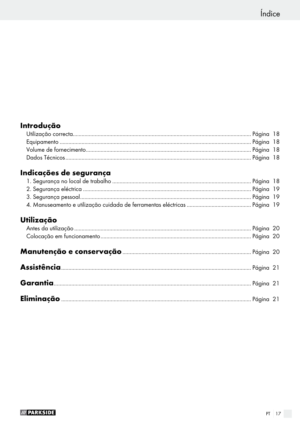 Índice | Parkside PHP 500 B2 User Manual | Page 17 / 34