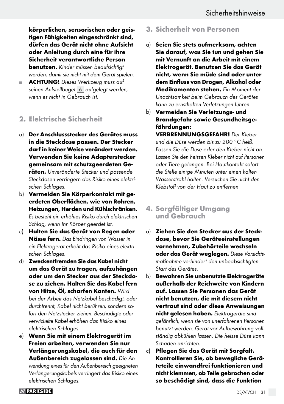 Parkside PHP 500 B2 User Manual | Page 31 / 34