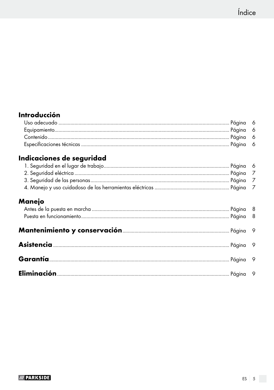 Índice | Parkside PHP 500 B2 User Manual | Page 5 / 34