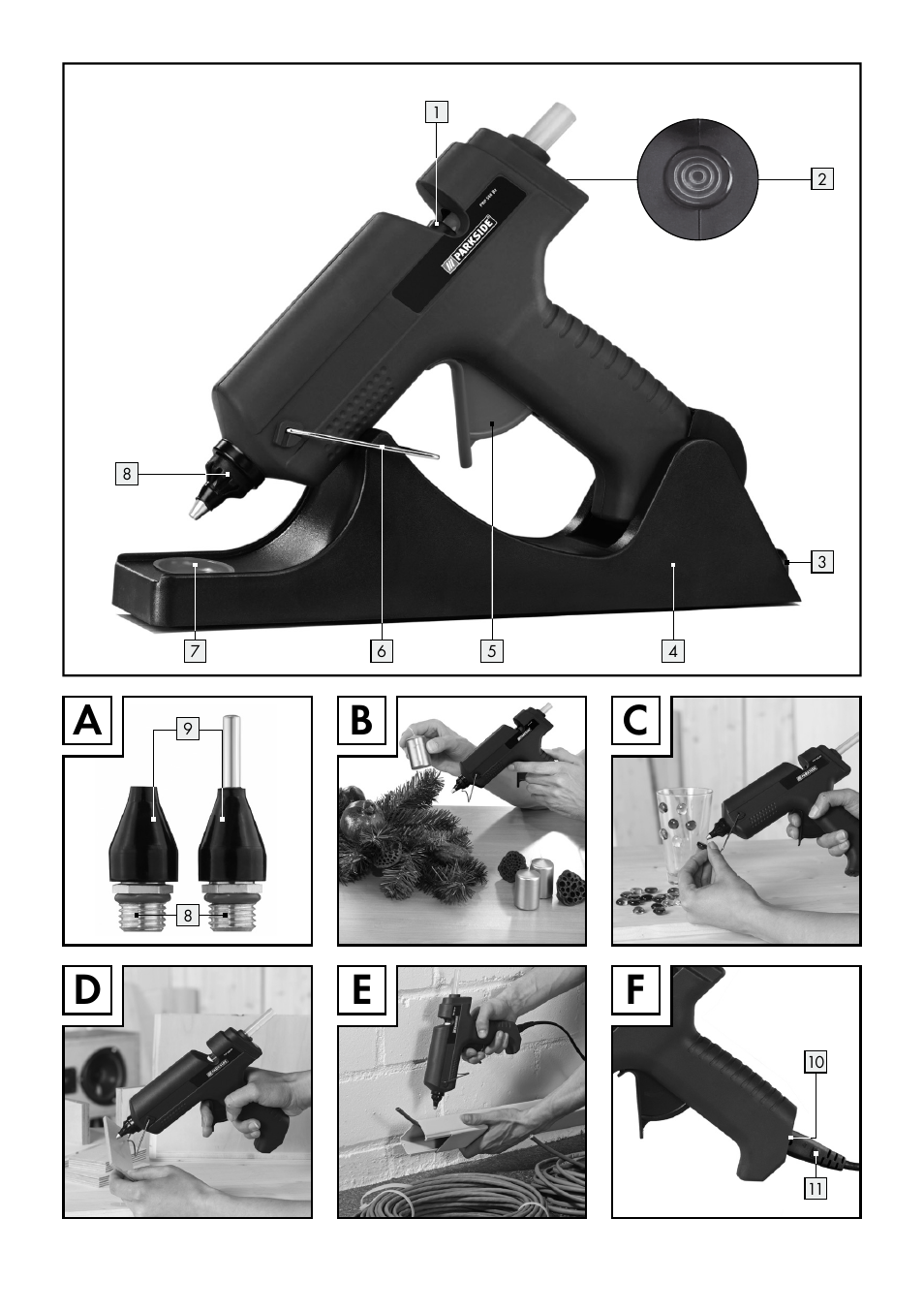 Bc d e a | Parkside PHP 500 B2 User Manual | Page 3 / 28