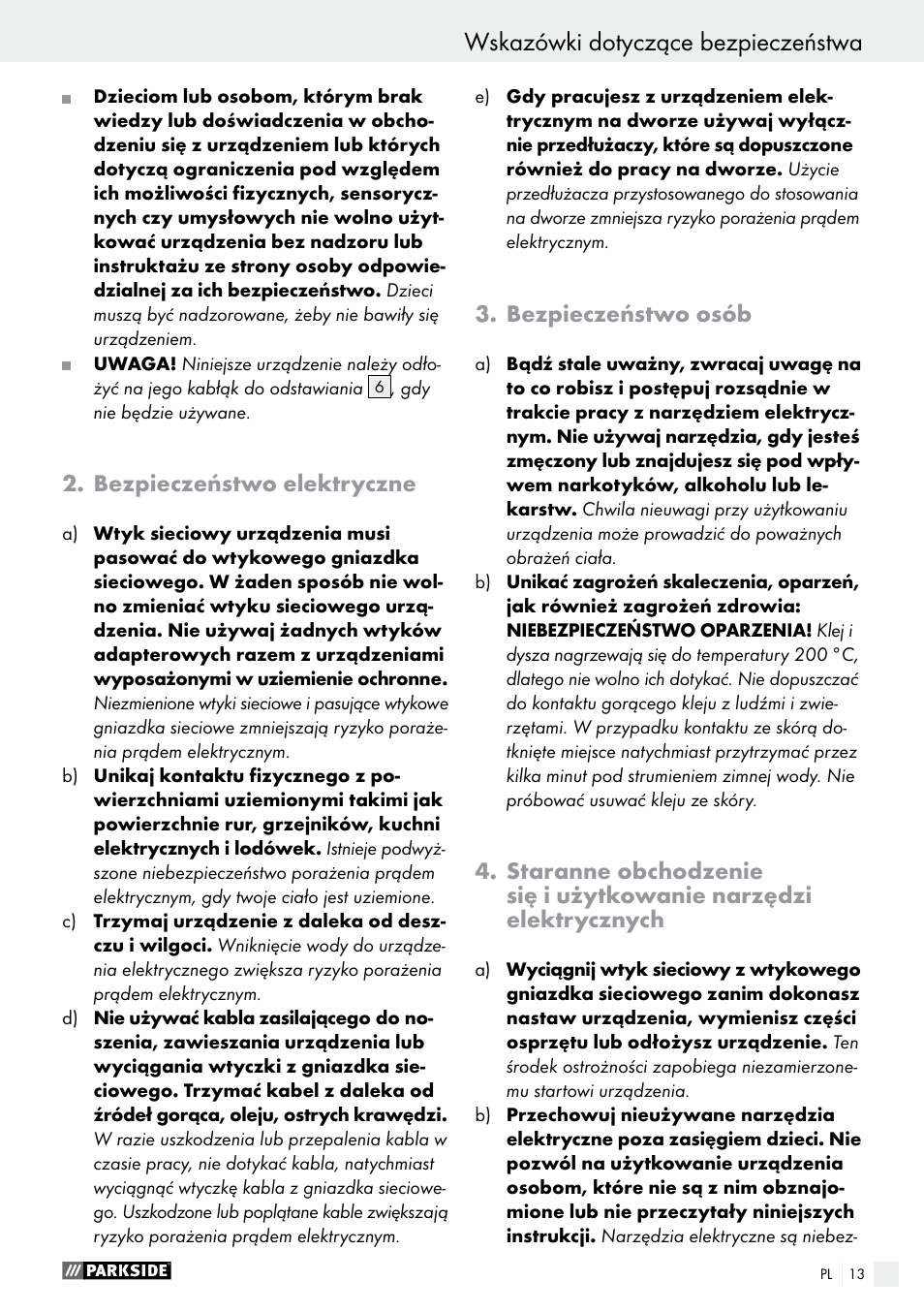 Parkside PHP 500 B2 User Manual | Page 13 / 46