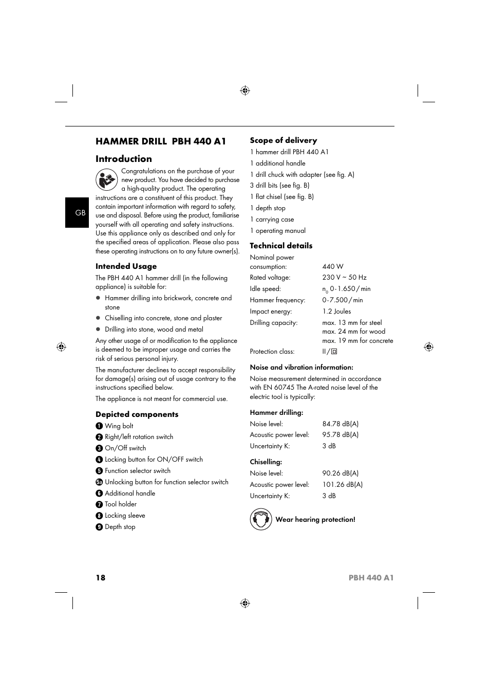 Hammer drill pbh 440 a1 introduction | Parkside PBH 440 A1 User Manual | Page 21 / 27