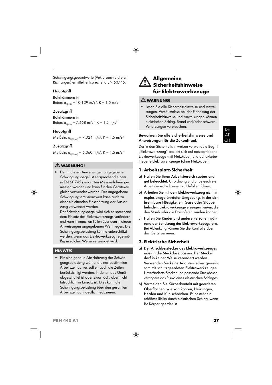 Parkside PBH 440 A1 User Manual | Page 30 / 36