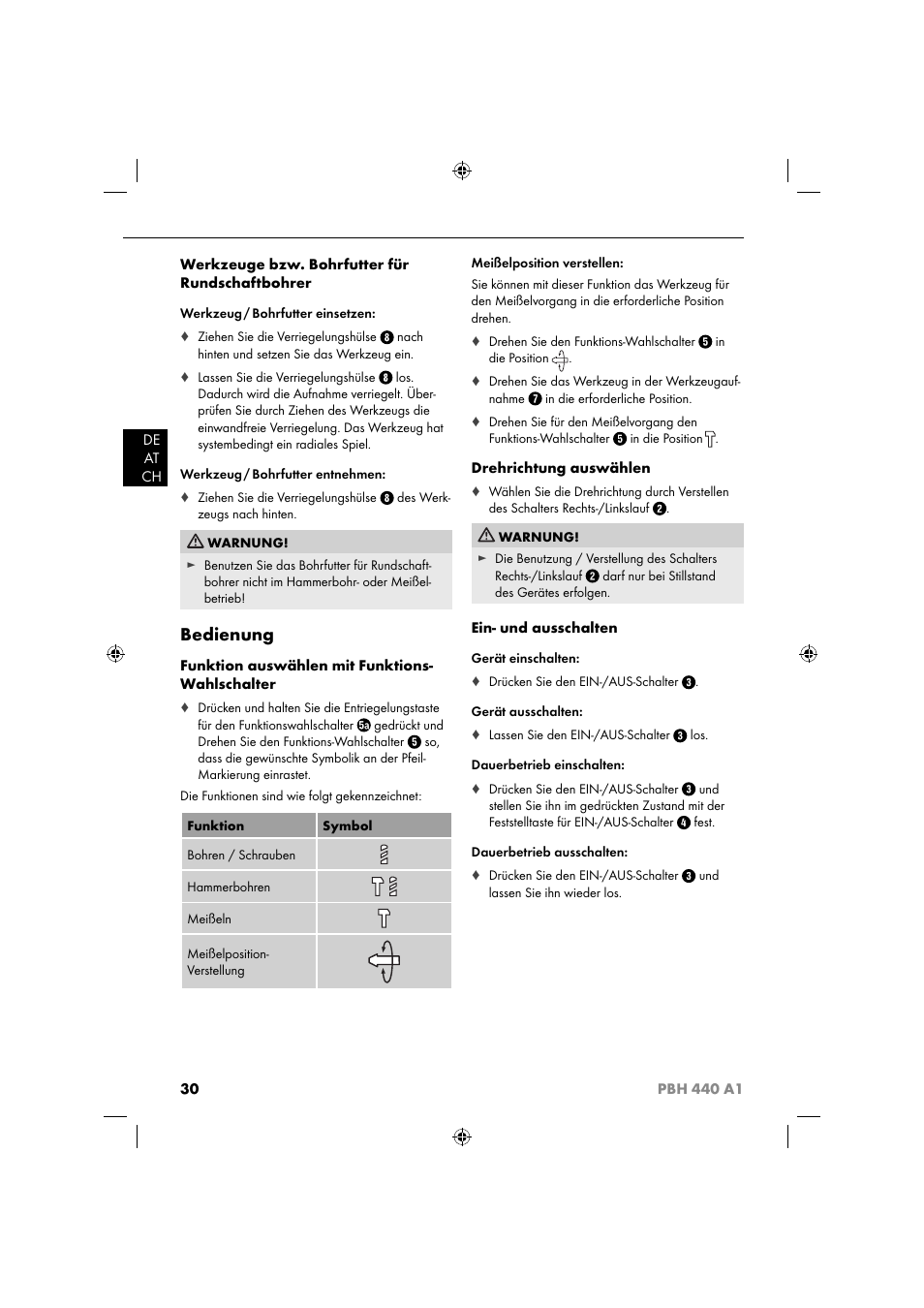 Bedienung | Parkside PBH 440 A1 User Manual | Page 33 / 36