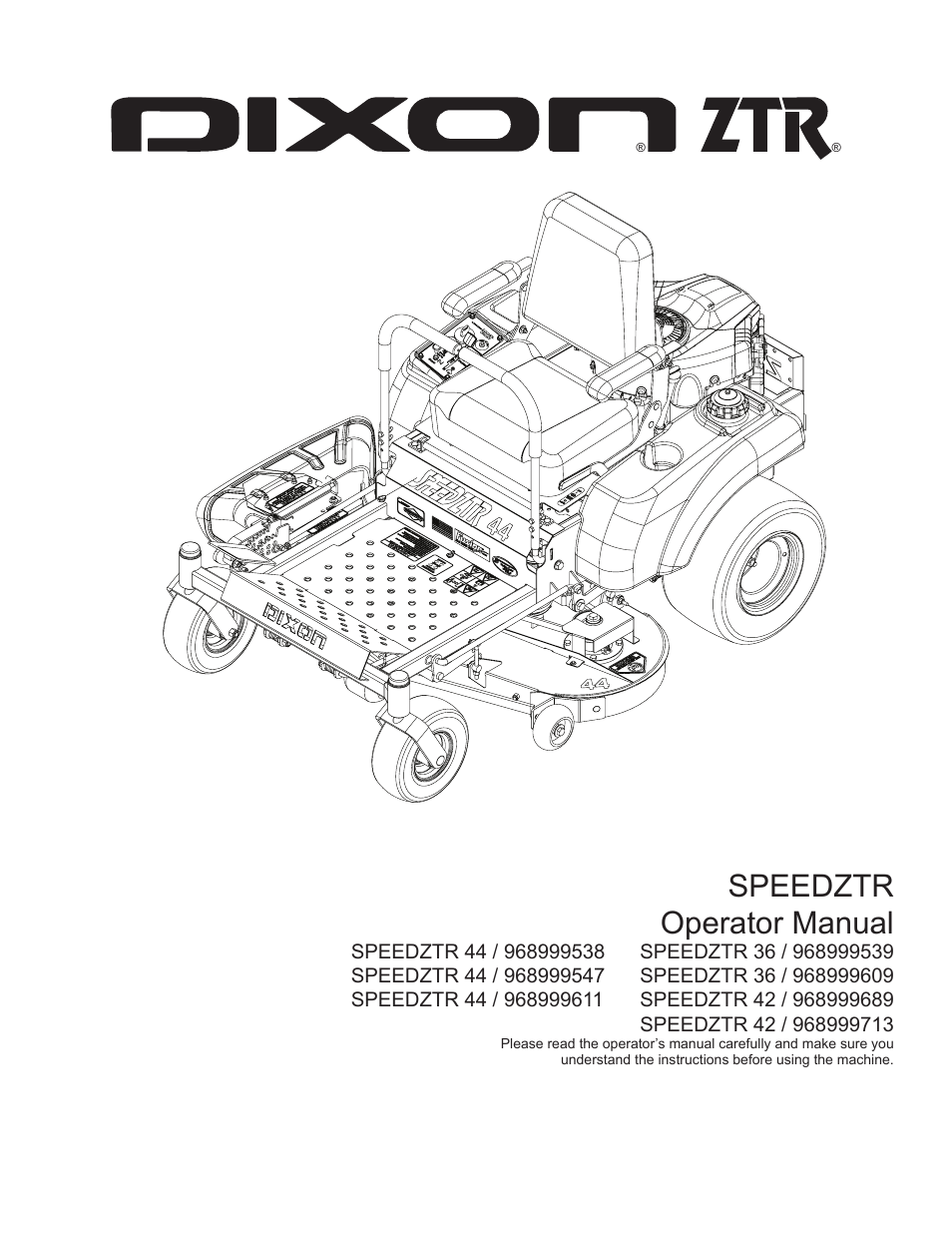 Dixon SPEEDZTR 44 User Manual | 80 pages
