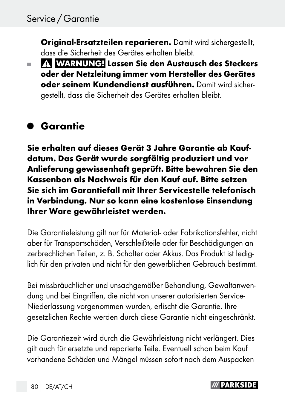 Garantie, Service / garantie garantie | Parkside PGG 15 A1 User Manual | Page 80 / 84