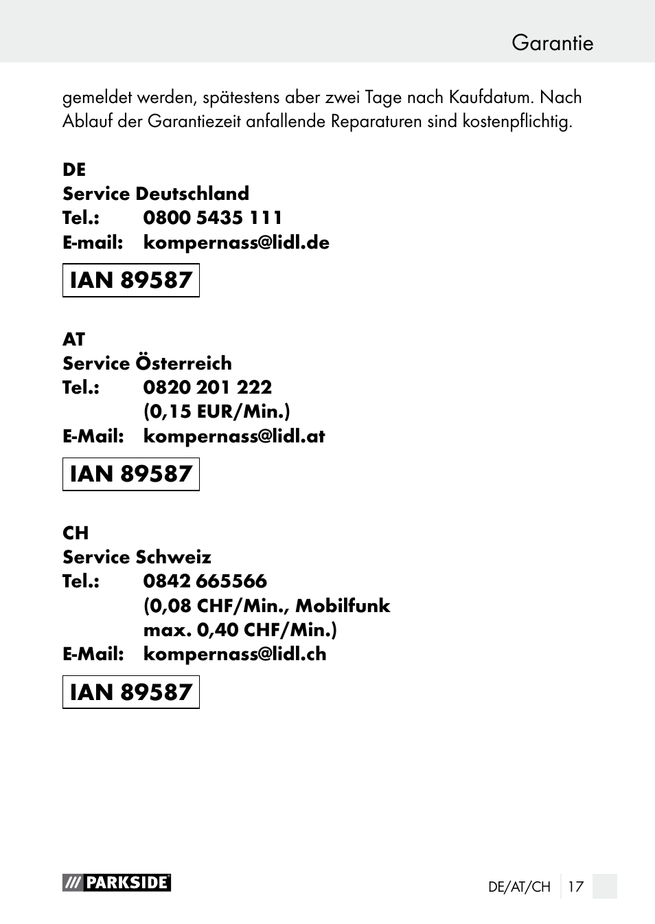Parkside PGG 15 A1 User Manual | Page 17 / 67