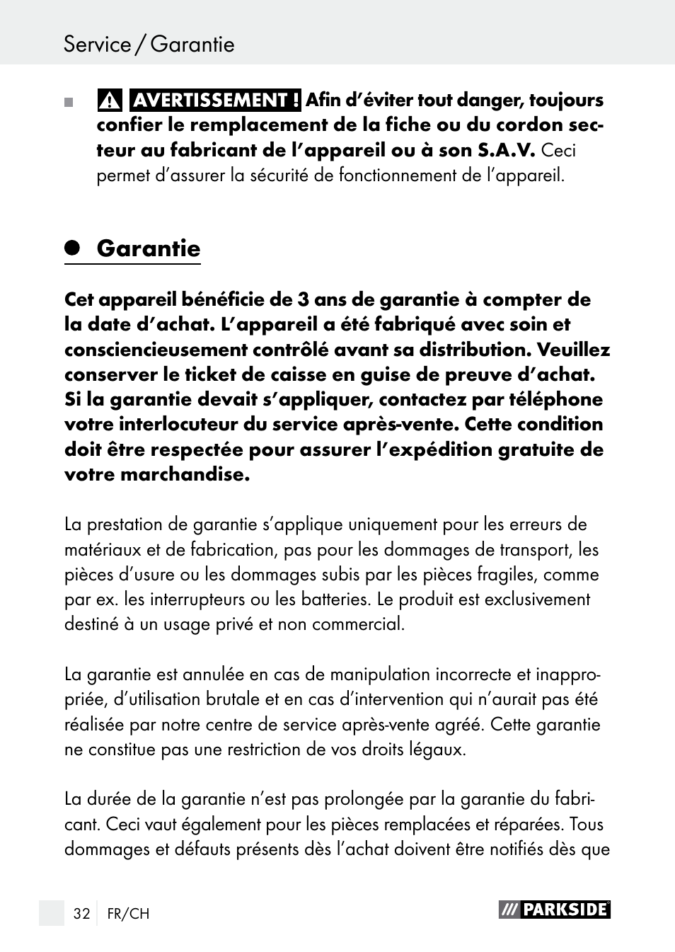 Garantie / elimination service / garantie, Garantie | Parkside PGG 15 A1 User Manual | Page 32 / 67