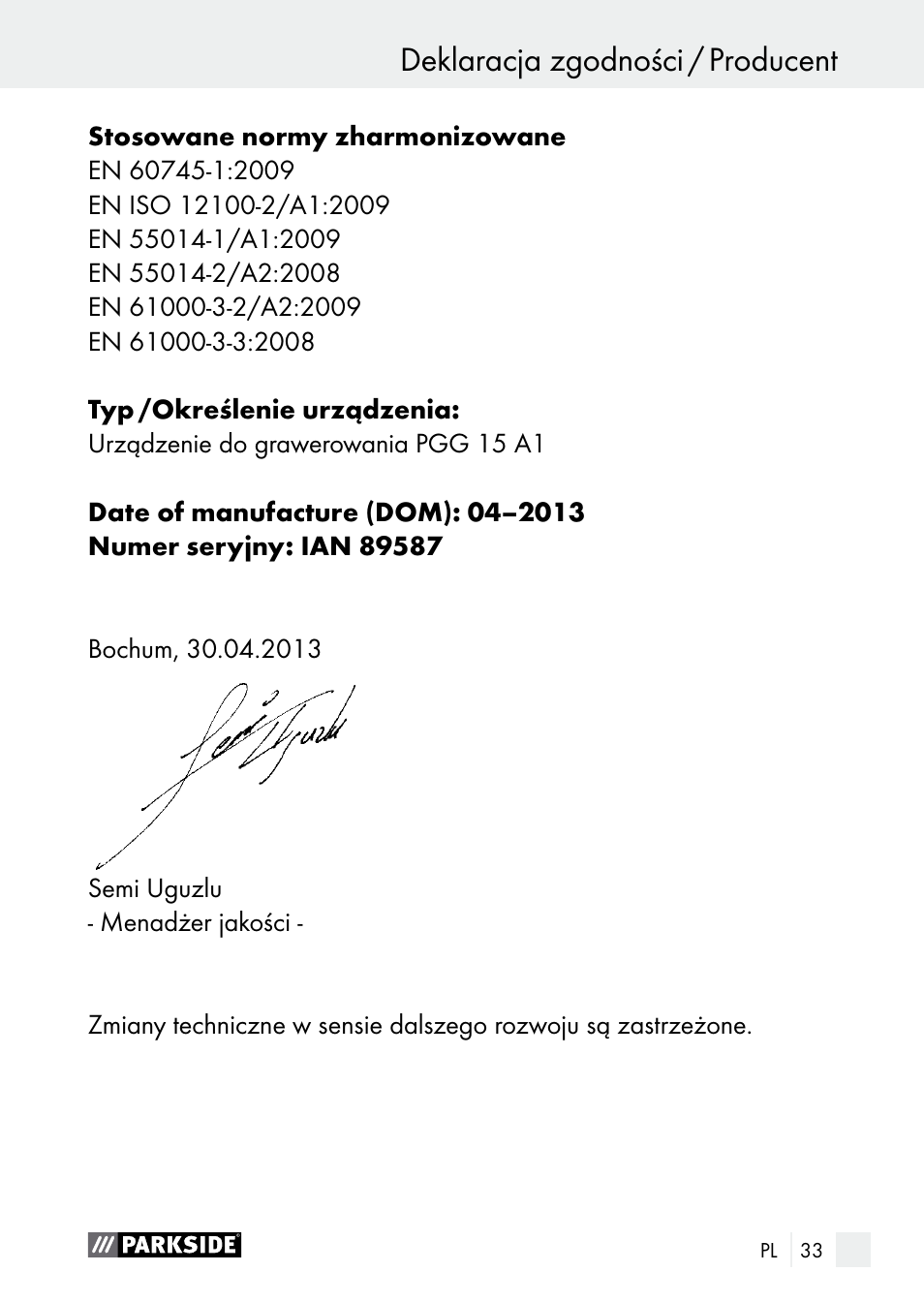 Parkside PGG 15 A1 User Manual | Page 33 / 96