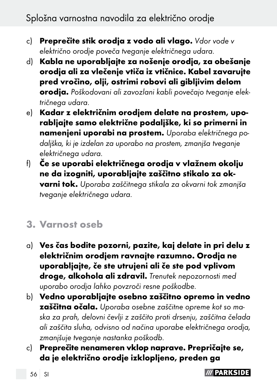 Splošna varnostna navodila za električno orodje, Varnost oseb | Parkside PGG 15 A1 User Manual | Page 56 / 96