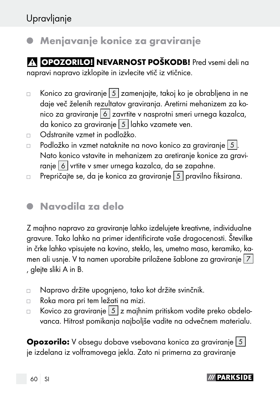 Navodila za delo | Parkside PGG 15 A1 User Manual | Page 60 / 96