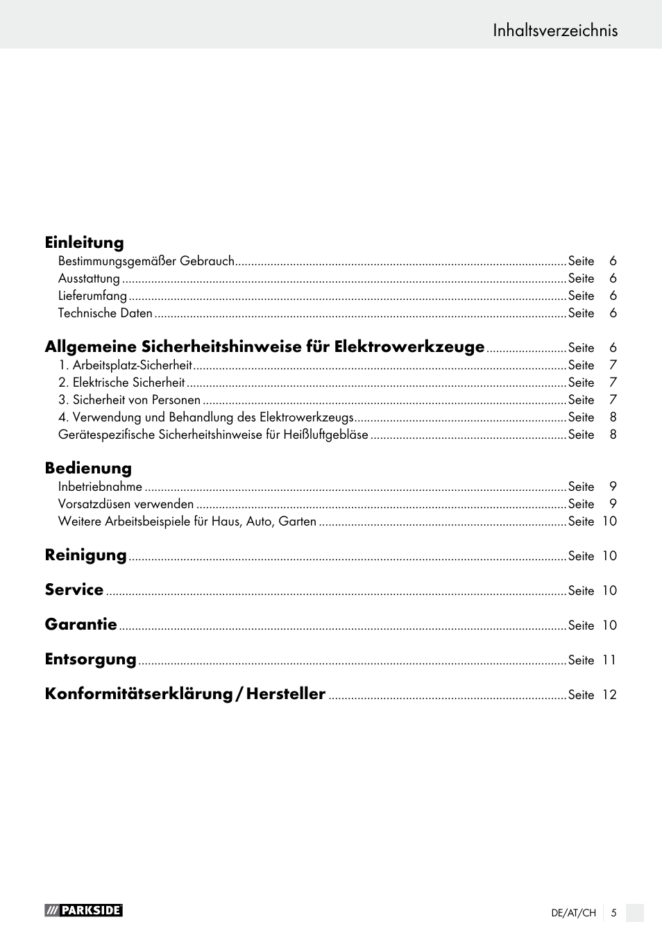 Parkside PHLG 2000 B1 User Manual | Page 5 / 36