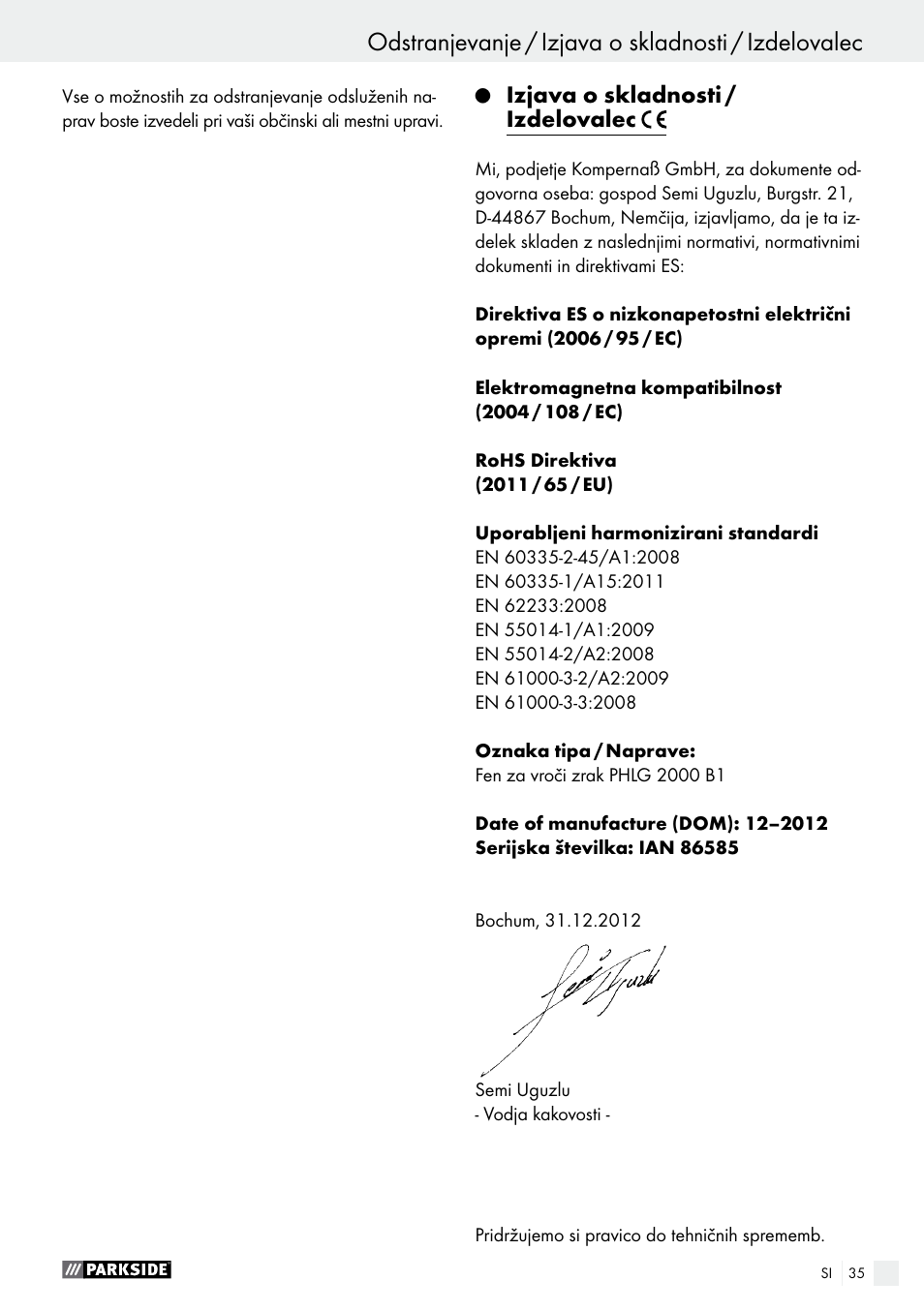 Parkside PHLG 2000 B1 User Manual | Page 35 / 61