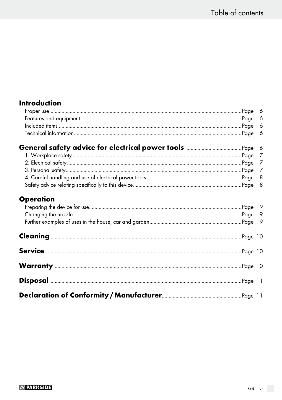 Parkside PHLG 2000 B1 User Manual | Page 5 / 61