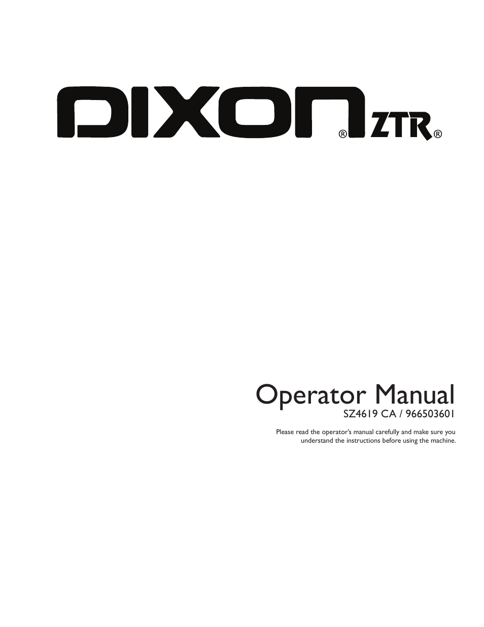 Dixon SZ4619 CA User Manual | 60 pages