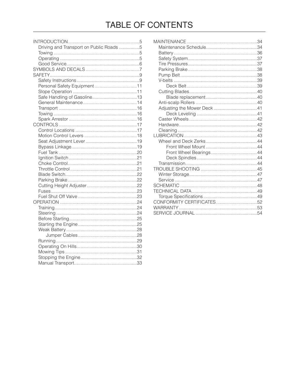 Dixon SZ4619 CA User Manual | Page 3 / 60
