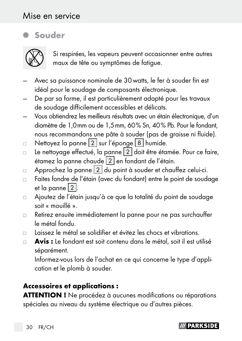 Souder | Parkside PLBS 30 A1 User Manual | Page 30 / 68