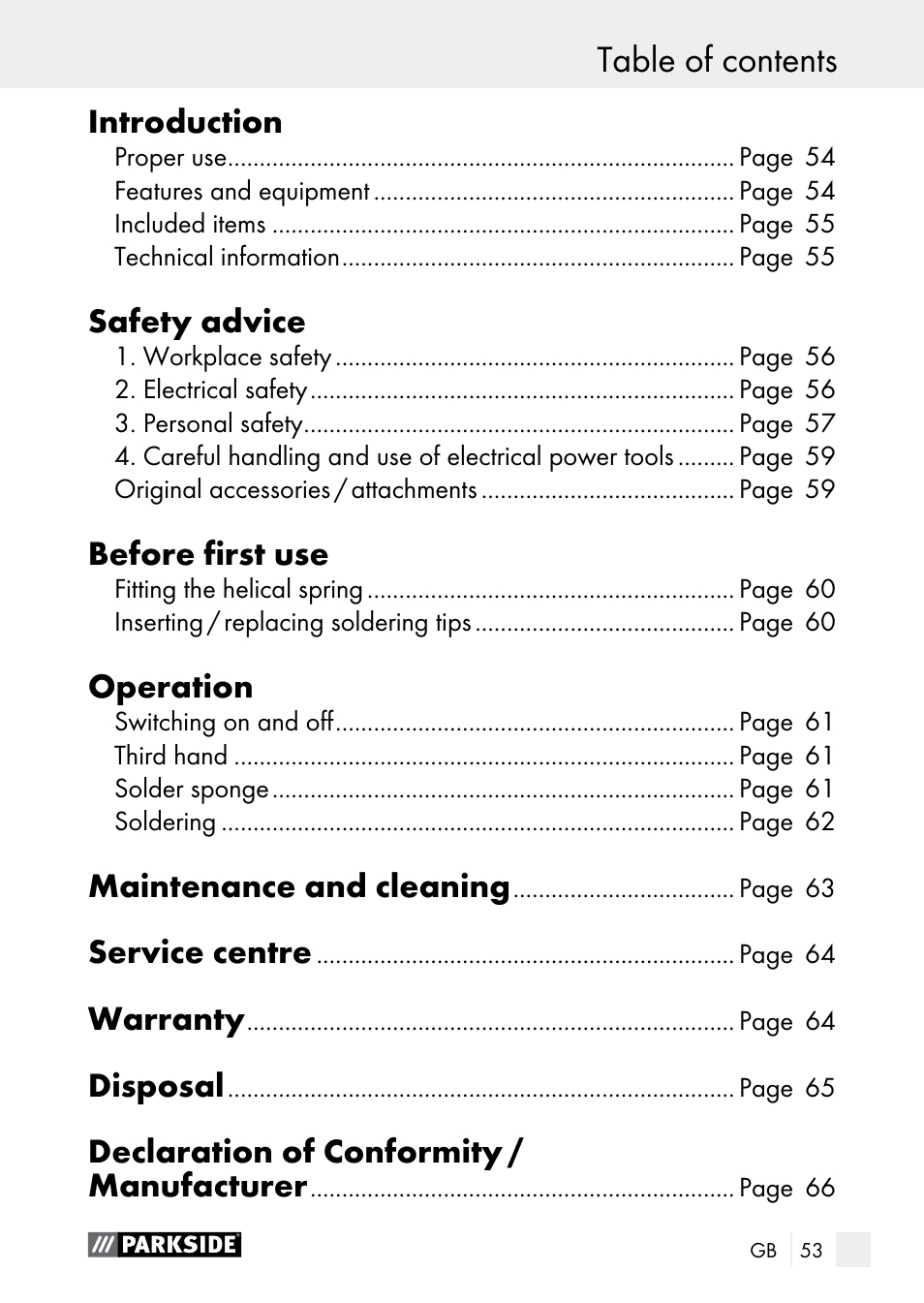 Parkside PLBS 30 A1 User Manual | Page 53 / 68