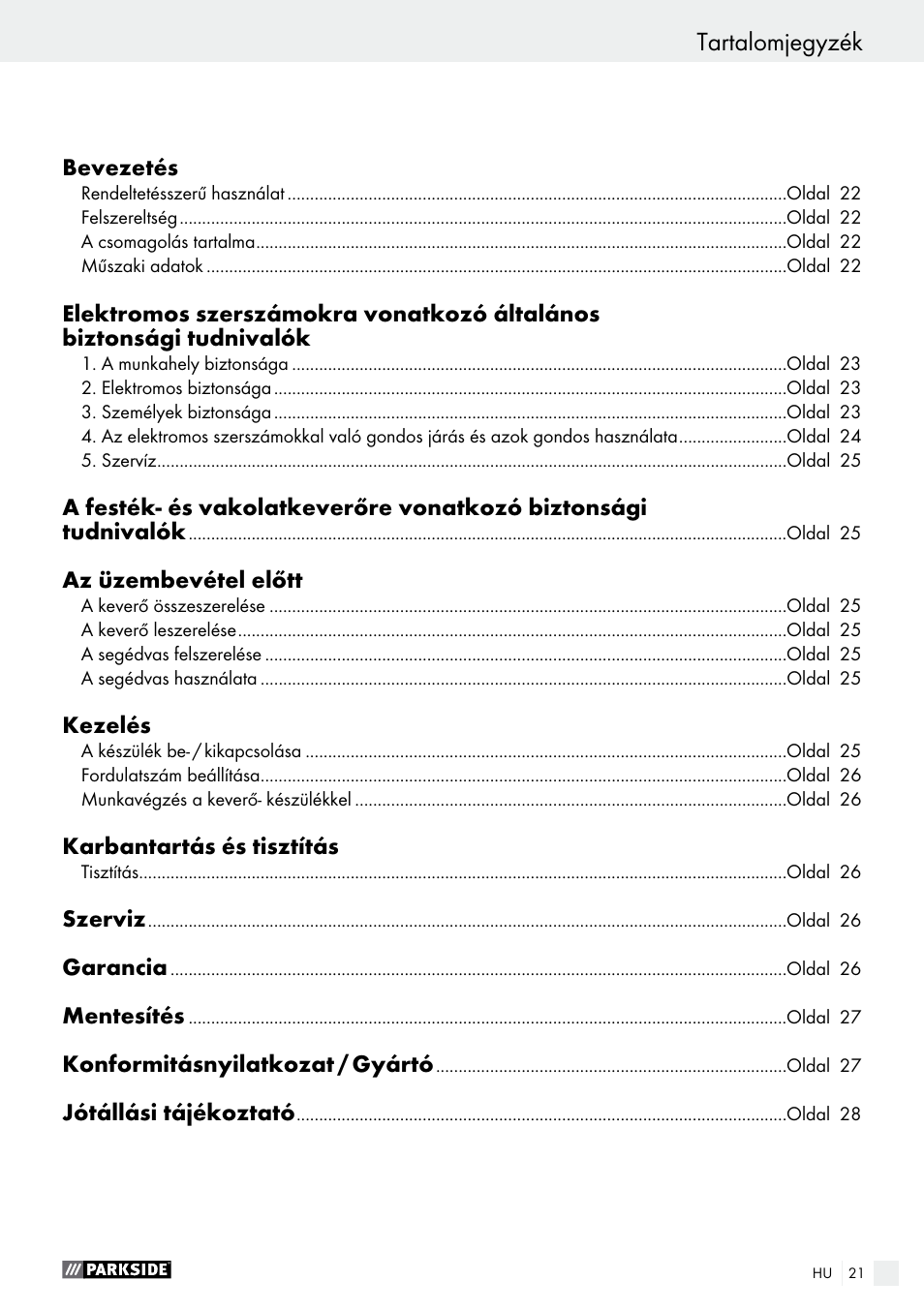 Deklaracja zgodności / producent tartalomjegyzék | Parkside PFMR 1400 B1 User Manual | Page 21 / 62