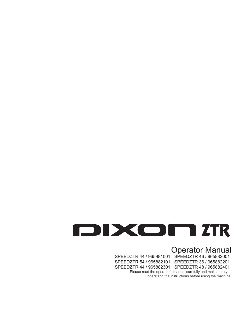 Dixon SpeedZTR 965882301 User Manual | 75 pages
