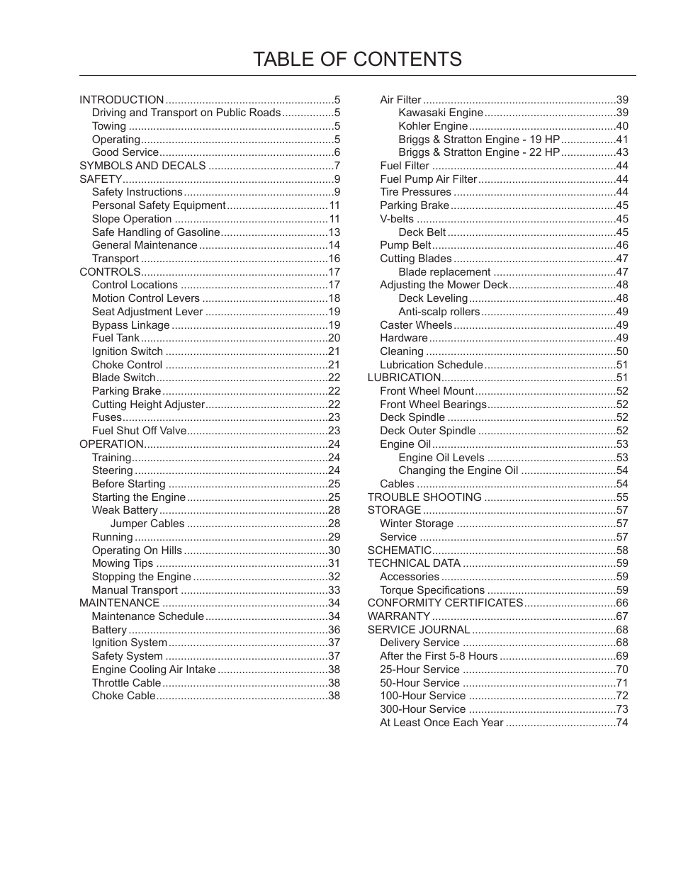 Dixon SpeedZTR 965882301 User Manual | Page 3 / 75