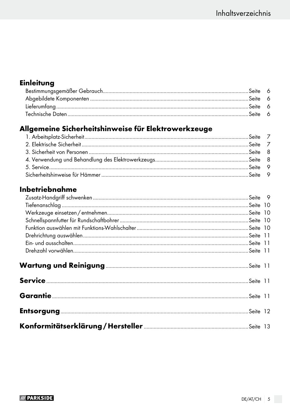 Parkside PBH 1050 A1 User Manual | Page 5 / 43