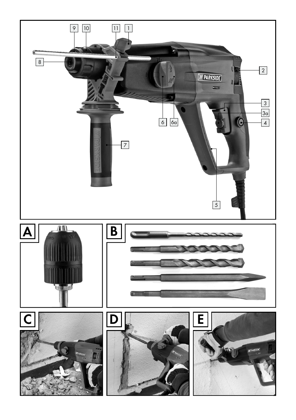 Cd e a b | Parkside PBH 1050 A1 User Manual | Page 3 / 43