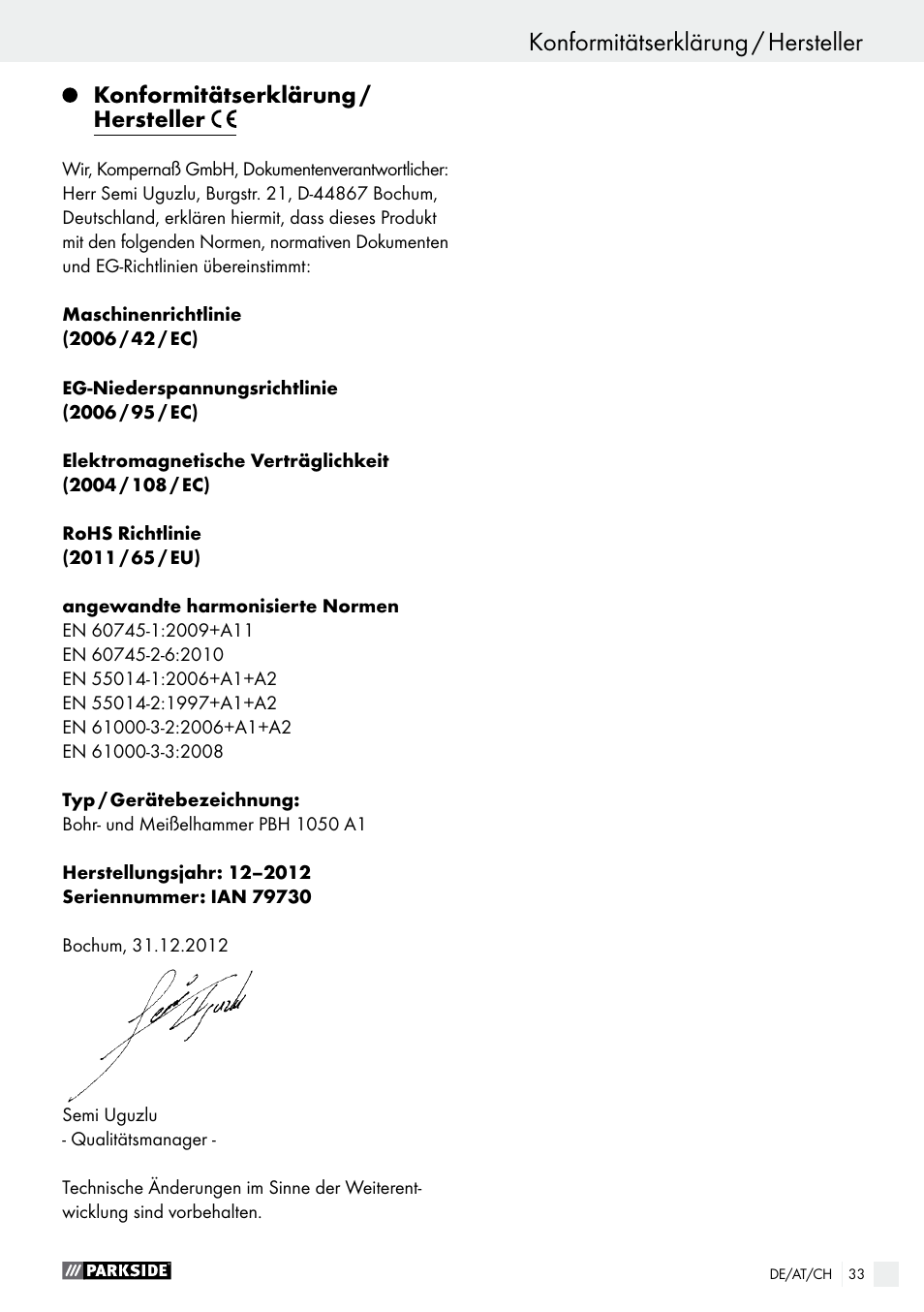 Parkside PBH 1050 A1 User Manual | Page 33 / 43