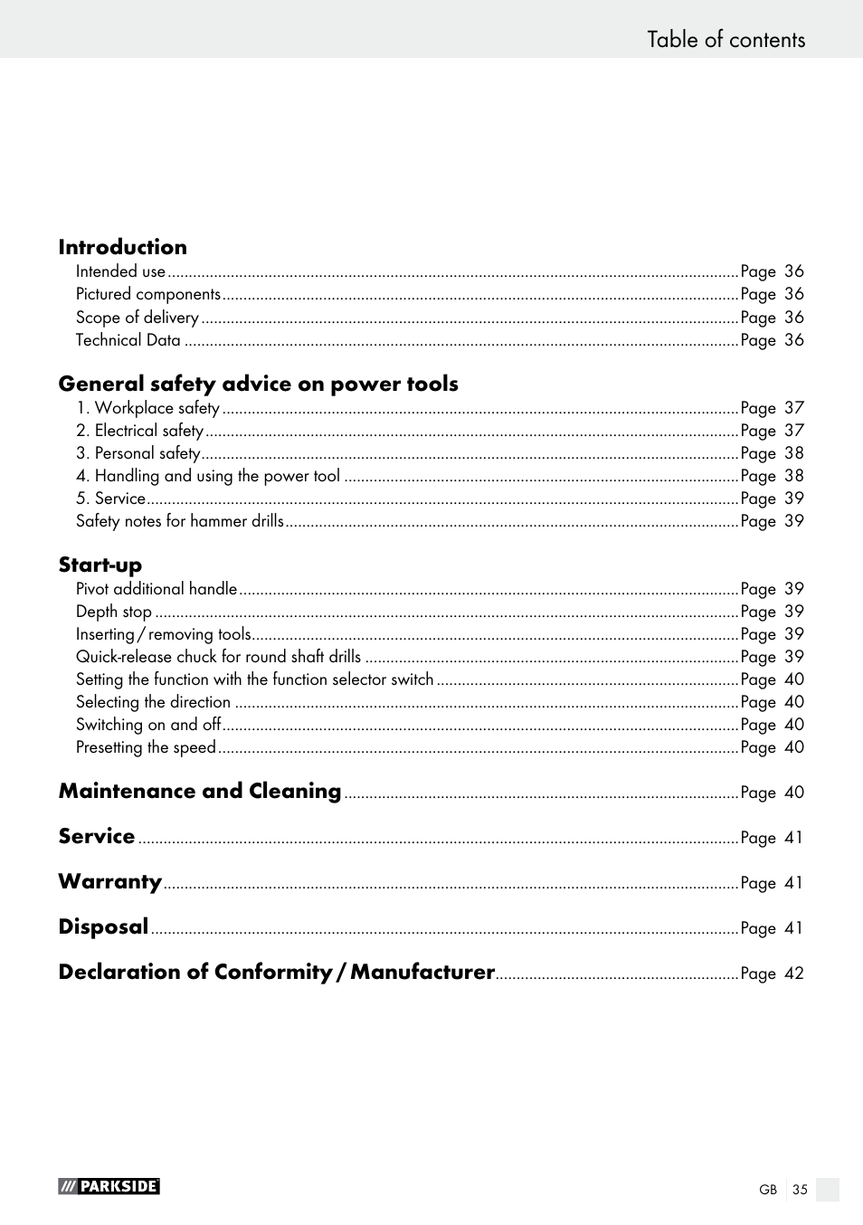 Parkside PBH 1050 A1 User Manual | Page 35 / 43