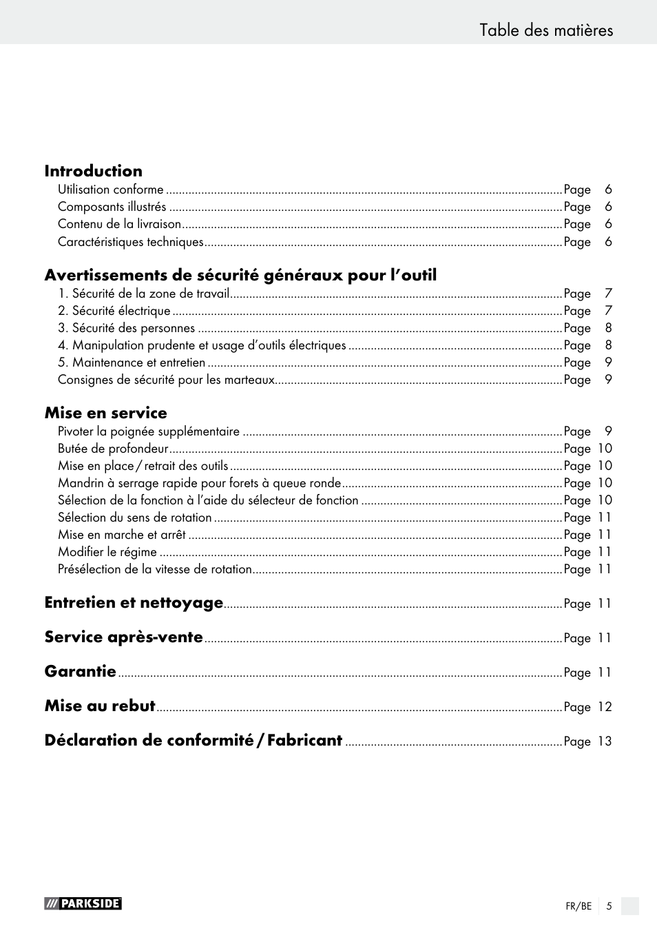 Parkside PBH 1050 A1 User Manual | Page 5 / 43