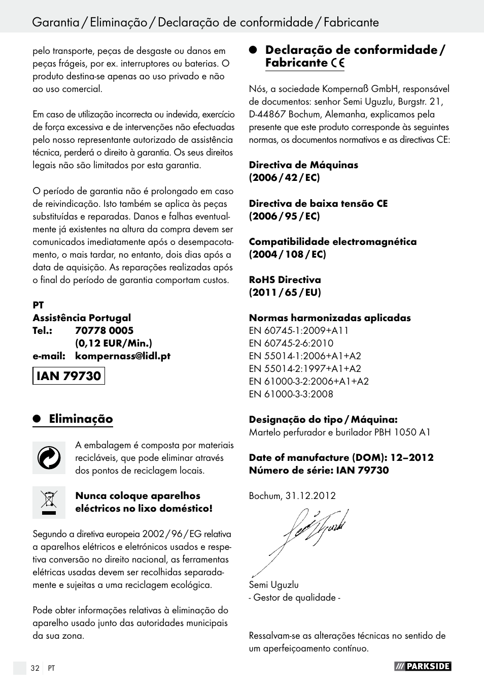 Parkside PBH 1050 A1 User Manual | Page 32 / 50