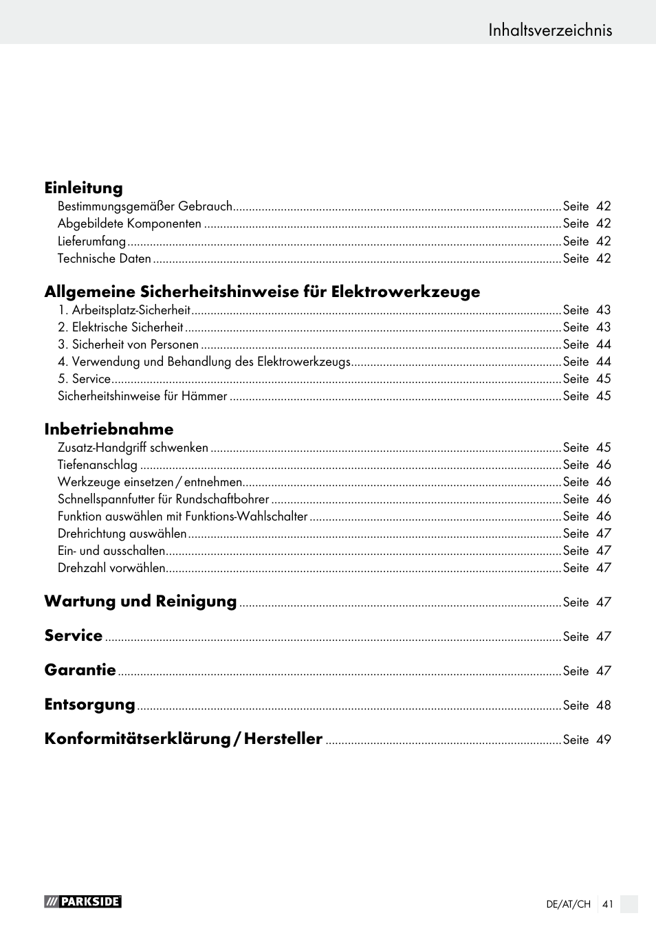 Parkside PBH 1050 A1 User Manual | Page 41 / 50