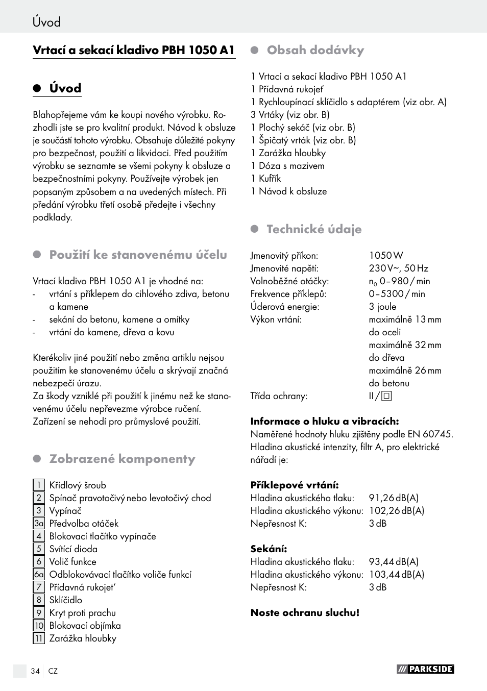 Parkside PBH 1050 A1 User Manual | Page 34 / 58