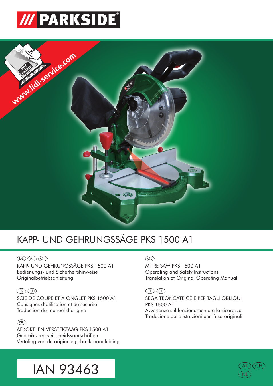 Parkside PKS 1500 A1 User Manual | 64 pages