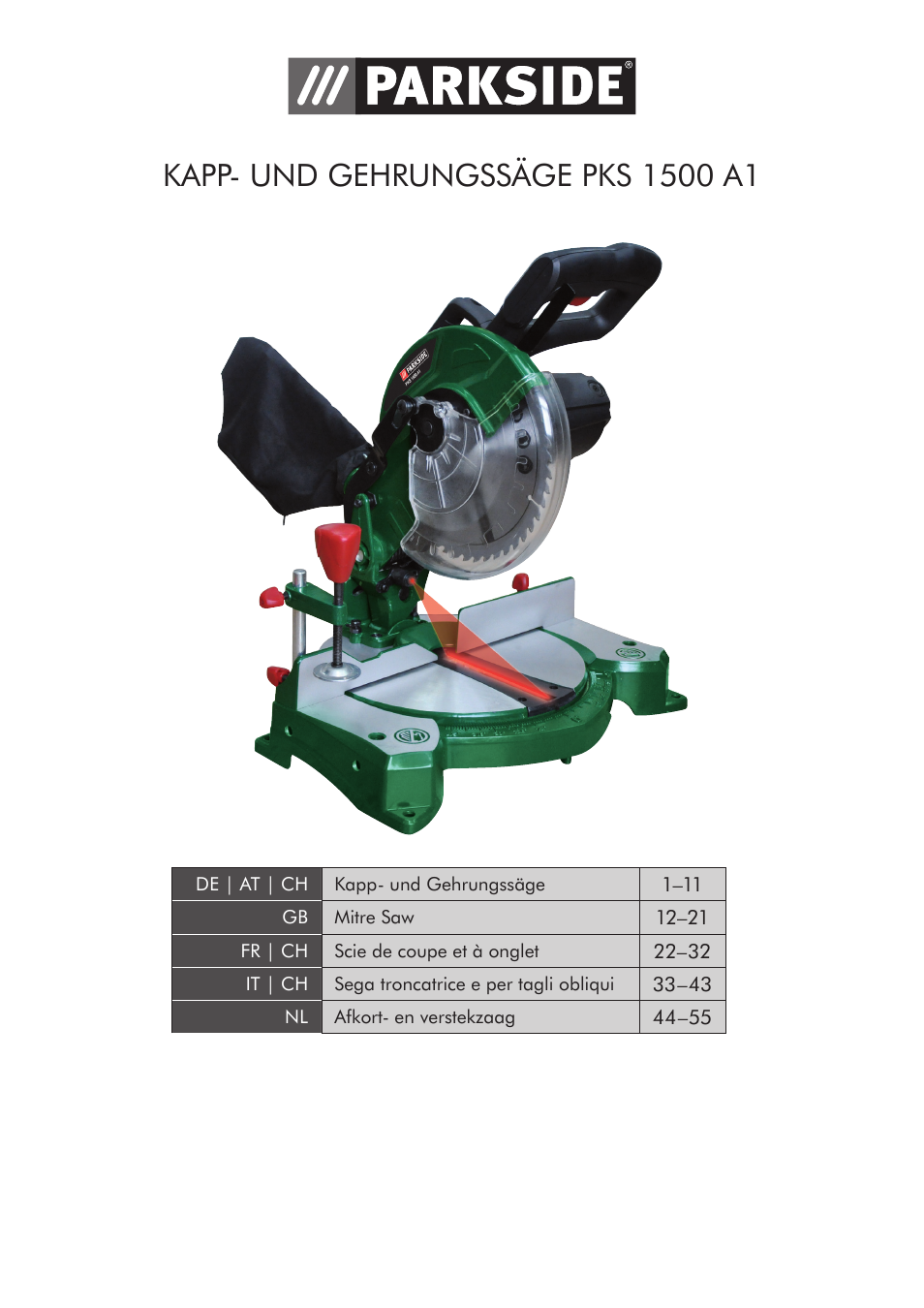 Parkside PKS 1500 A1 User Manual | Page 2 / 64