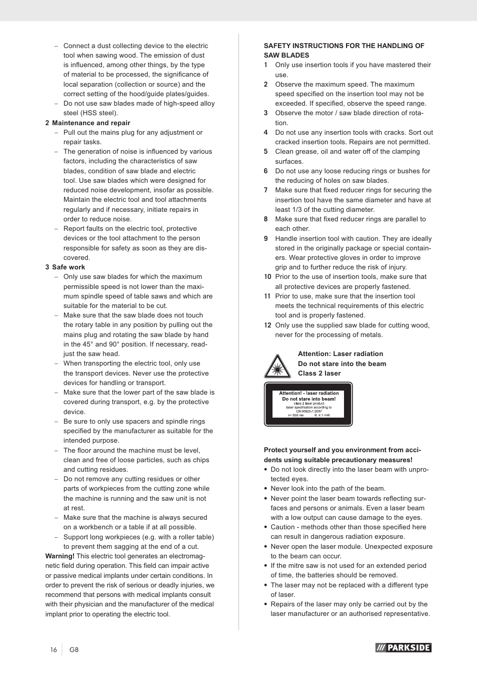Parkside PKS 1500 A1 User Manual | Page 21 / 64