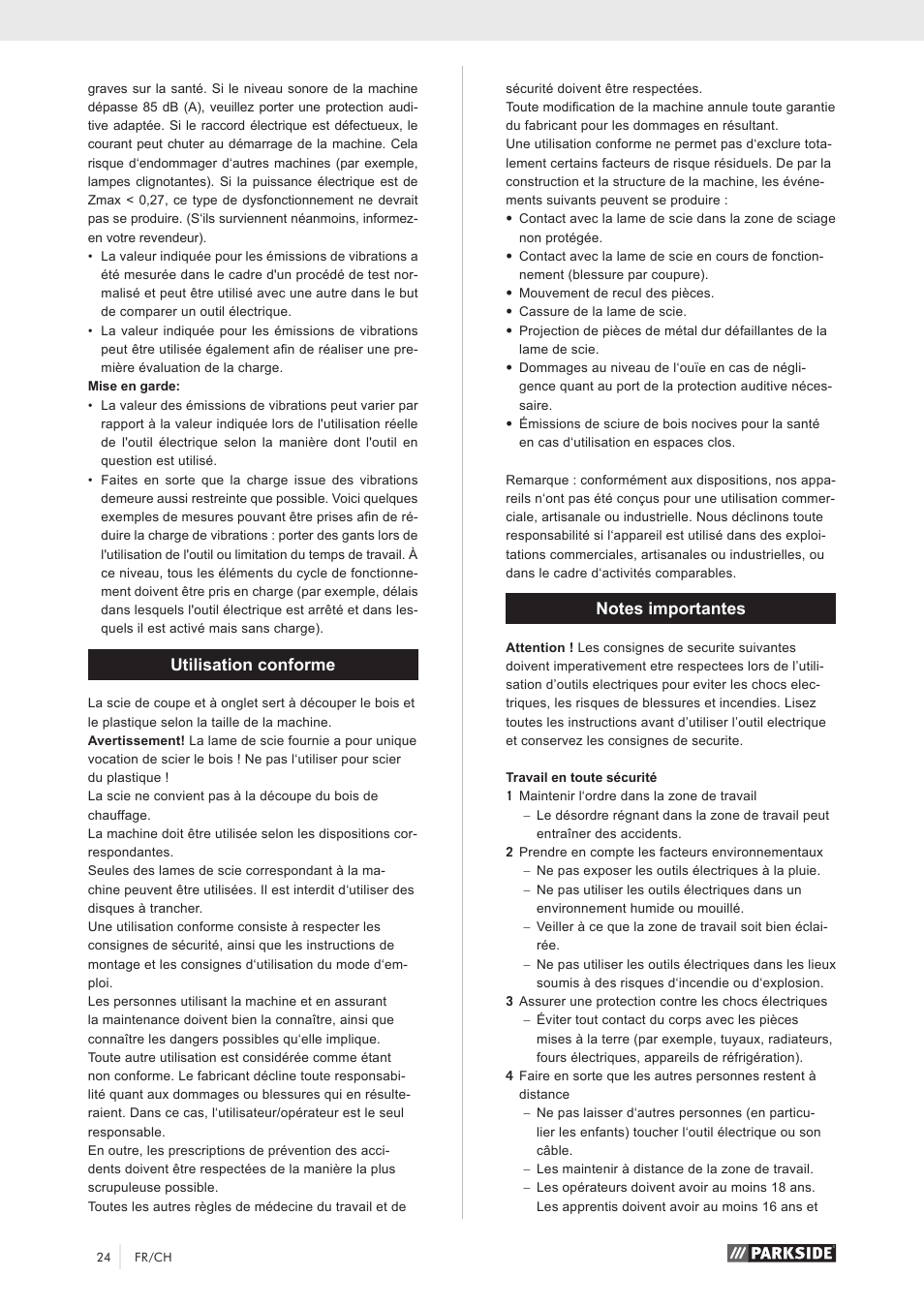 Utilisation conforme | Parkside PKS 1500 A1 User Manual | Page 29 / 64