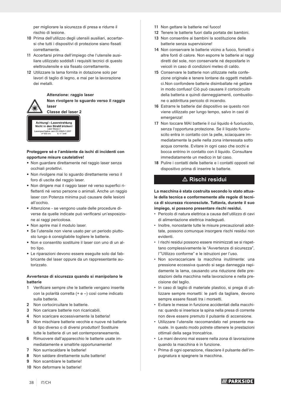 Mrischi residui | Parkside PKS 1500 A1 User Manual | Page 43 / 64