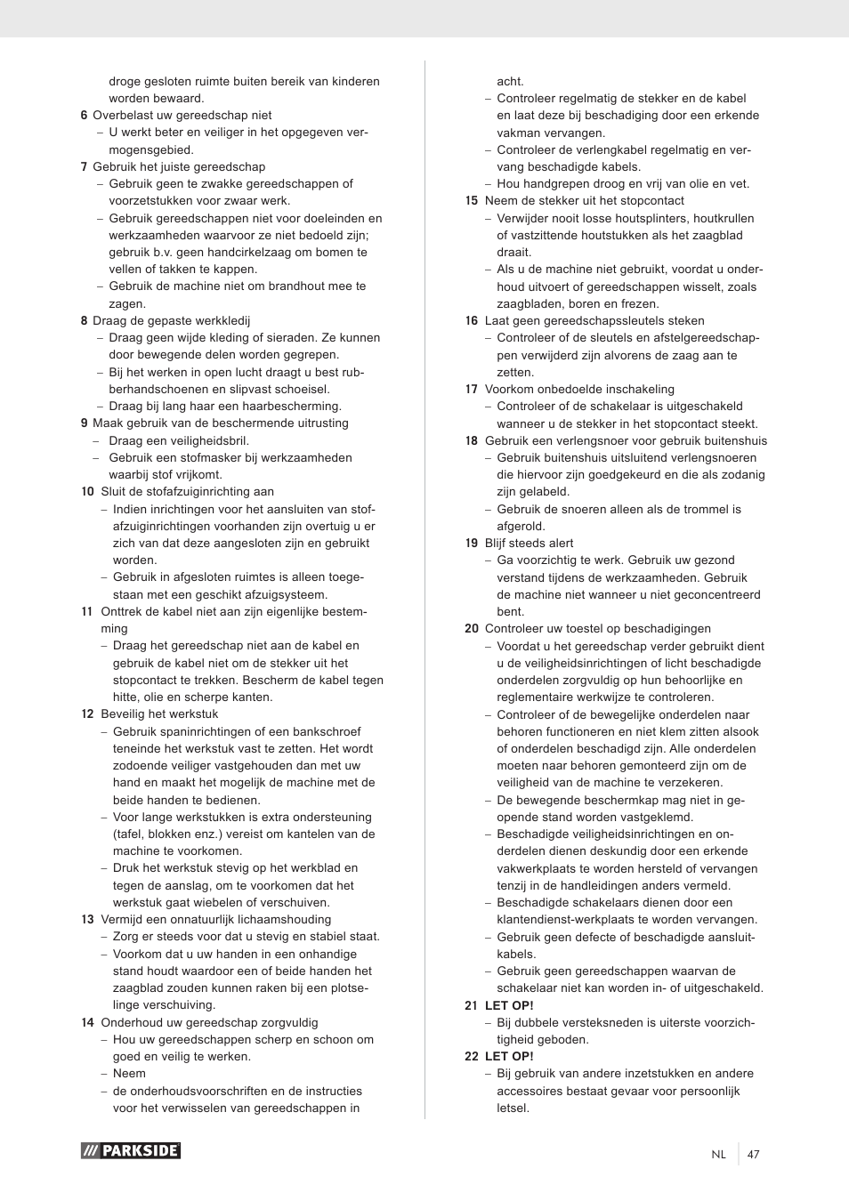 Parkside PKS 1500 A1 User Manual | Page 52 / 64