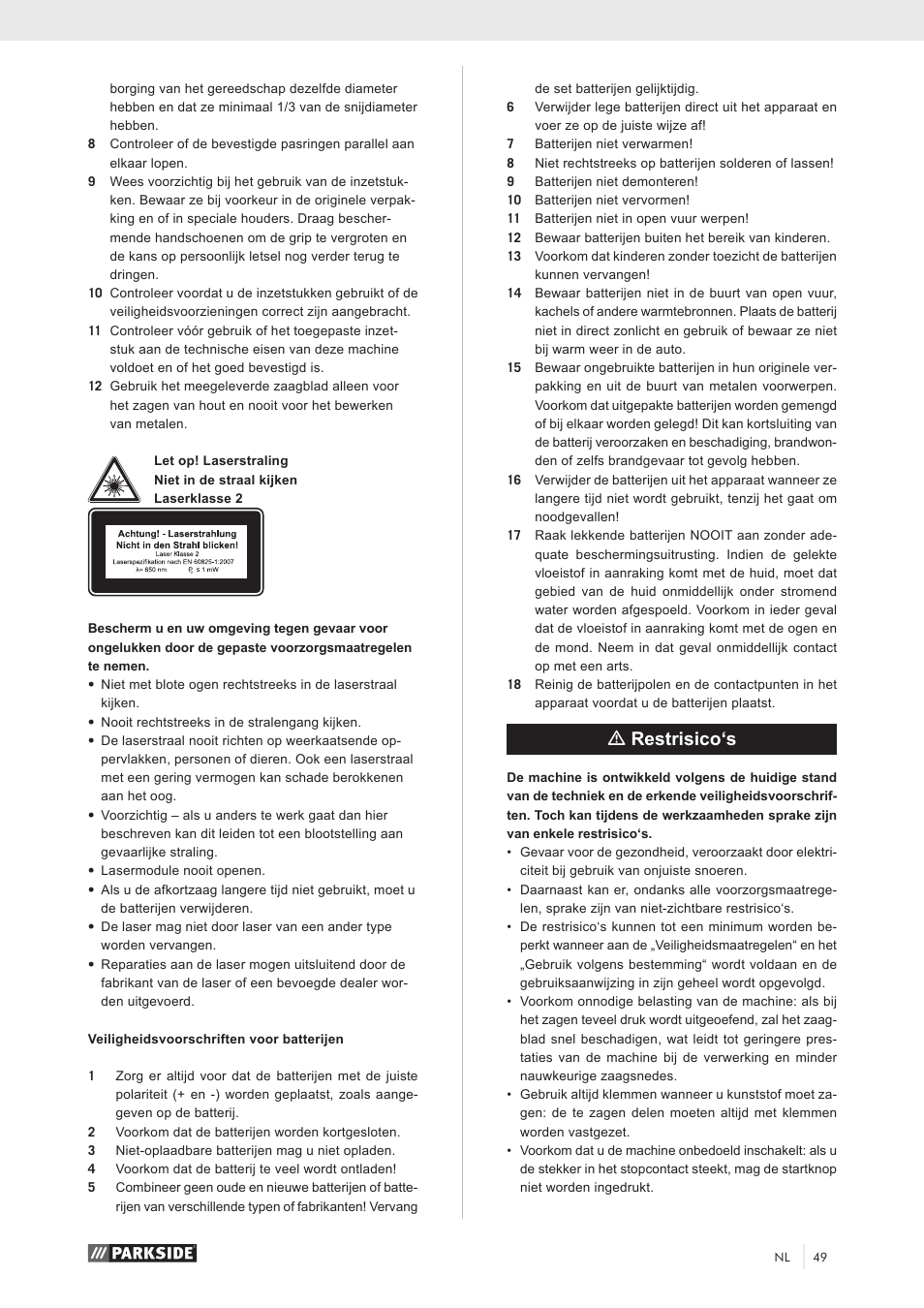 Mrestrisico‘s | Parkside PKS 1500 A1 User Manual | Page 54 / 64