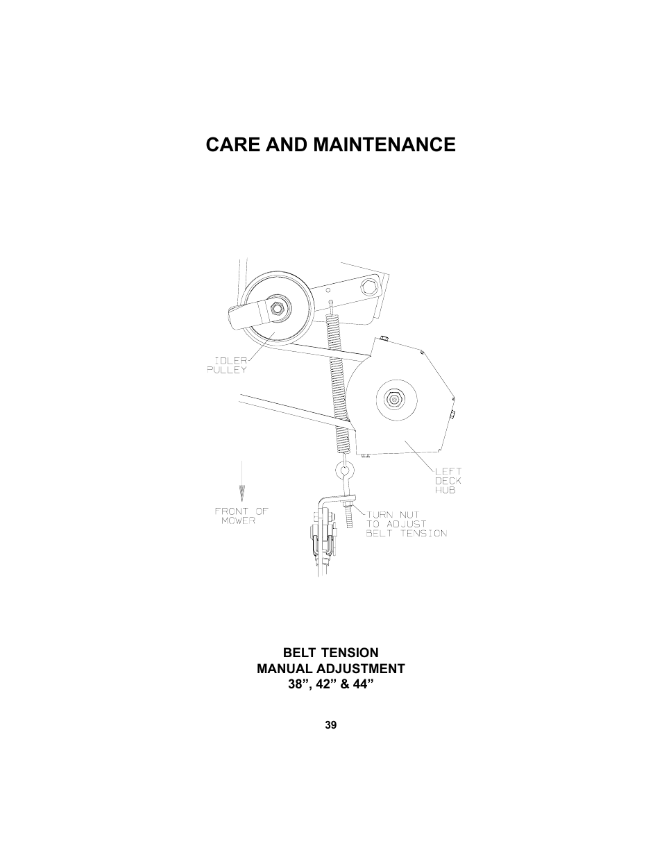 Care and maintenance | Dixon SPEEDZTR 44 User Manual | Page 39 / 52