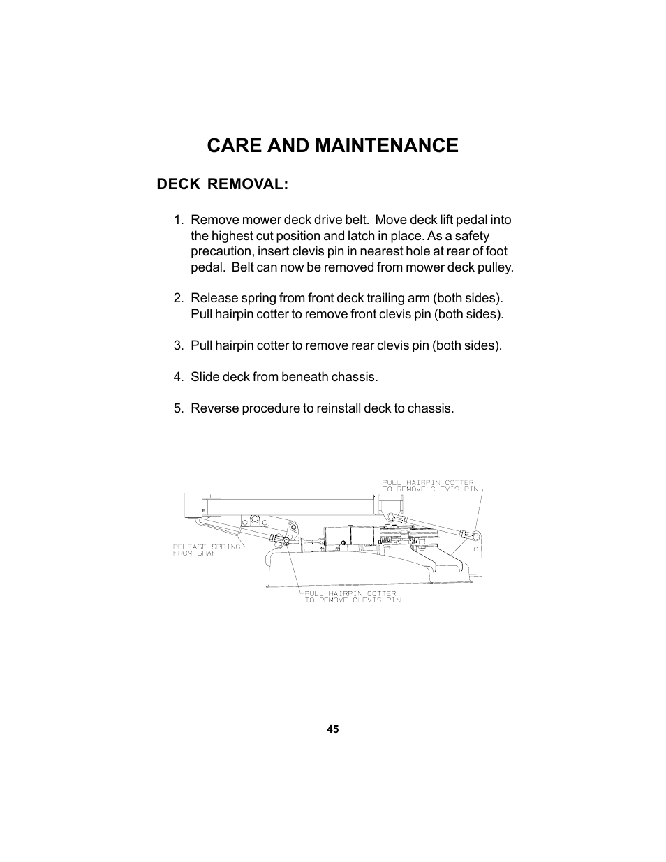 Care and maintenance | Dixon SPEEDZTR 44 User Manual | Page 45 / 52