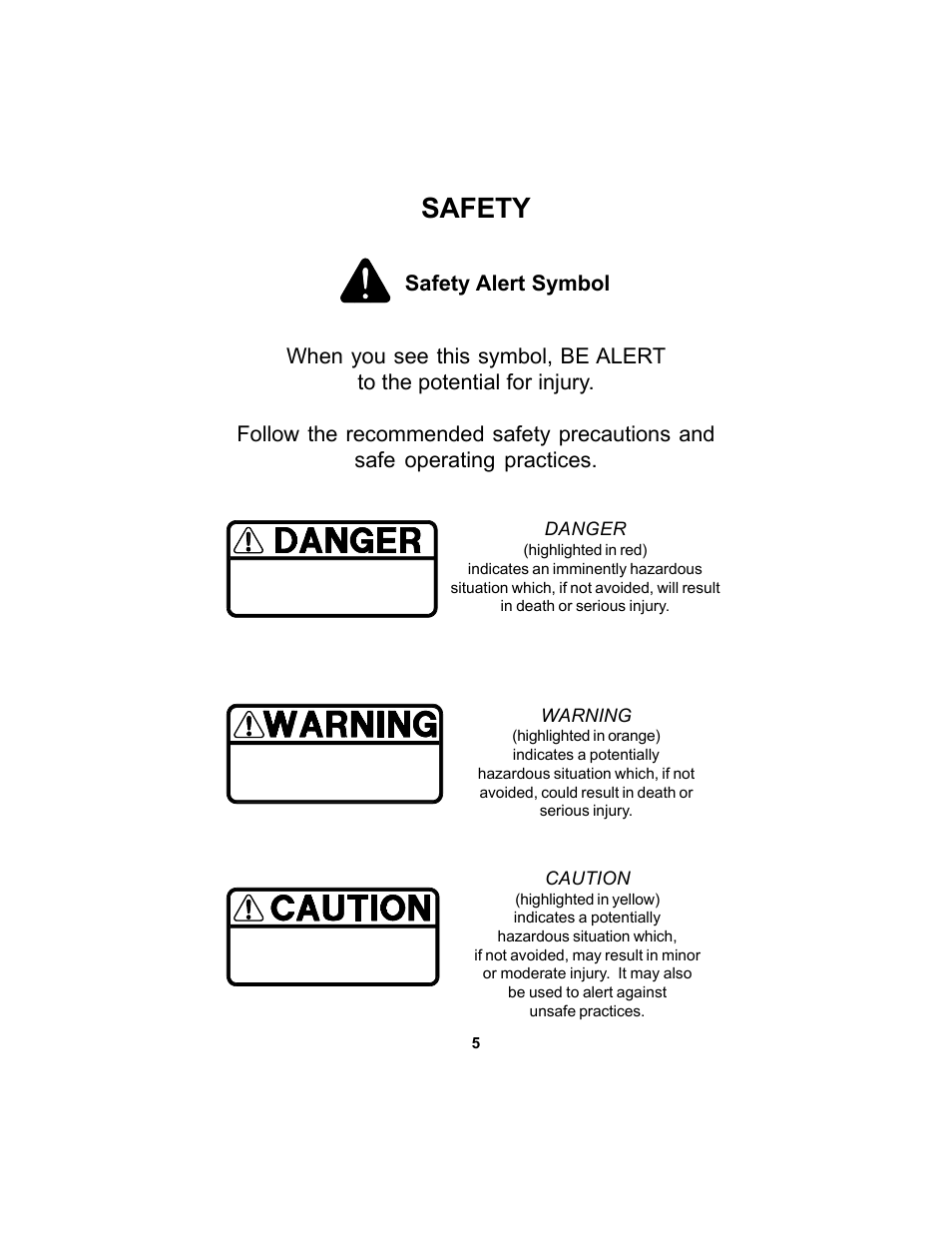 Safety | Dixon SPEEDZTR 44 User Manual | Page 5 / 52