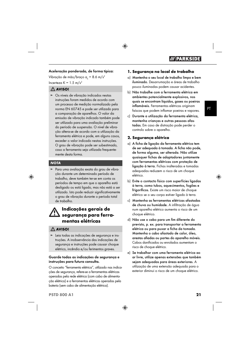 Parkside PSTD 800 A1 User Manual | Page 25 / 51