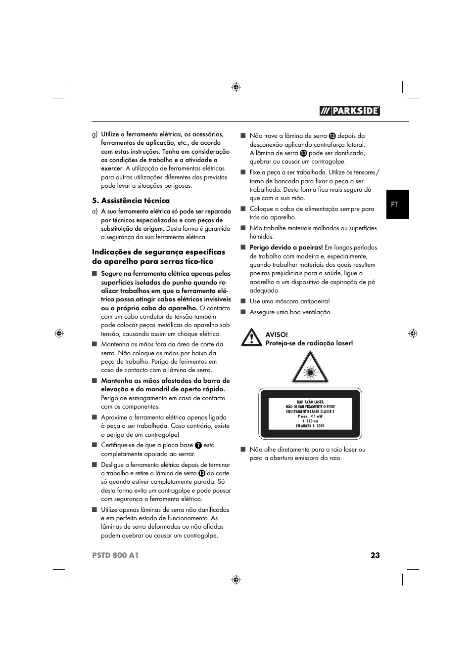 Parkside PSTD 800 A1 User Manual | Page 27 / 51
