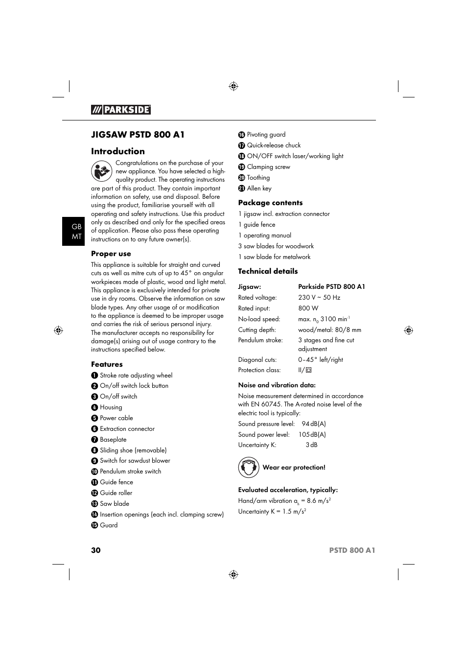 Jigsaw pstd 800 a1 introduction | Parkside PSTD 800 A1 User Manual | Page 34 / 51