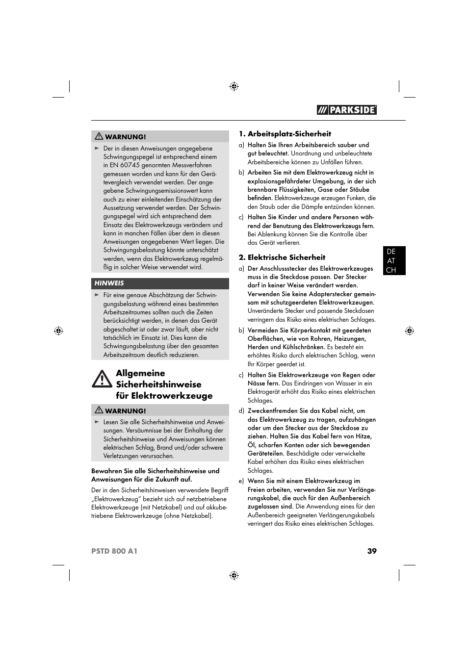 Parkside PSTD 800 A1 User Manual | Page 43 / 51