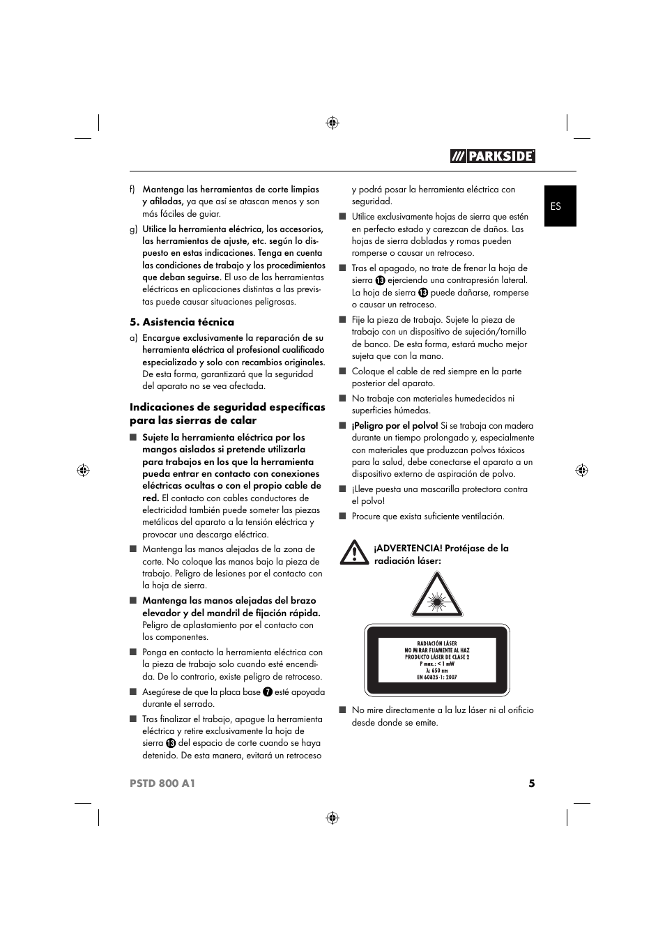 Parkside PSTD 800 A1 User Manual | Page 9 / 51