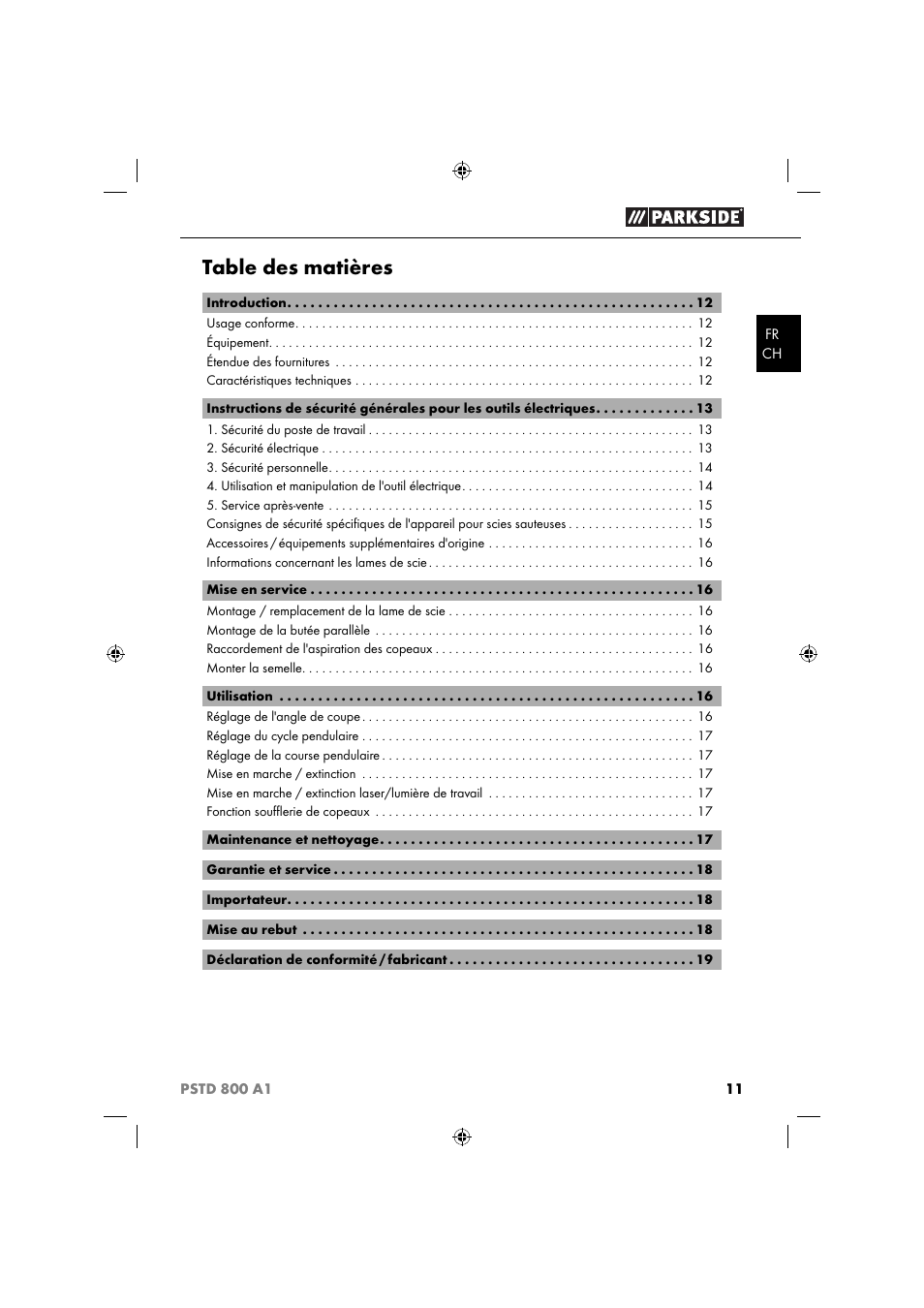 Parkside PSTD 800 A1 User Manual | Page 15 / 41