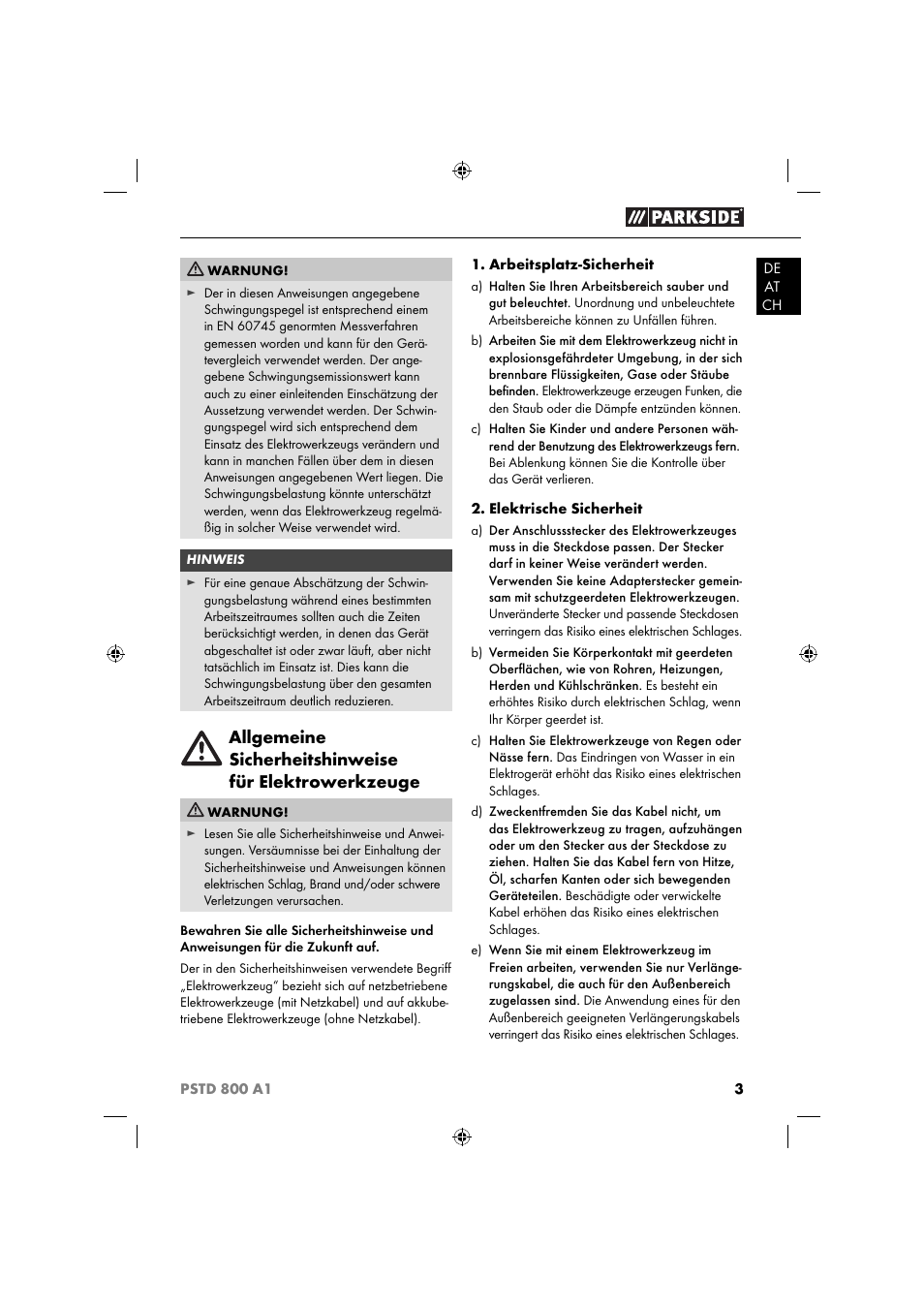 Parkside PSTD 800 A1 User Manual | Page 7 / 41